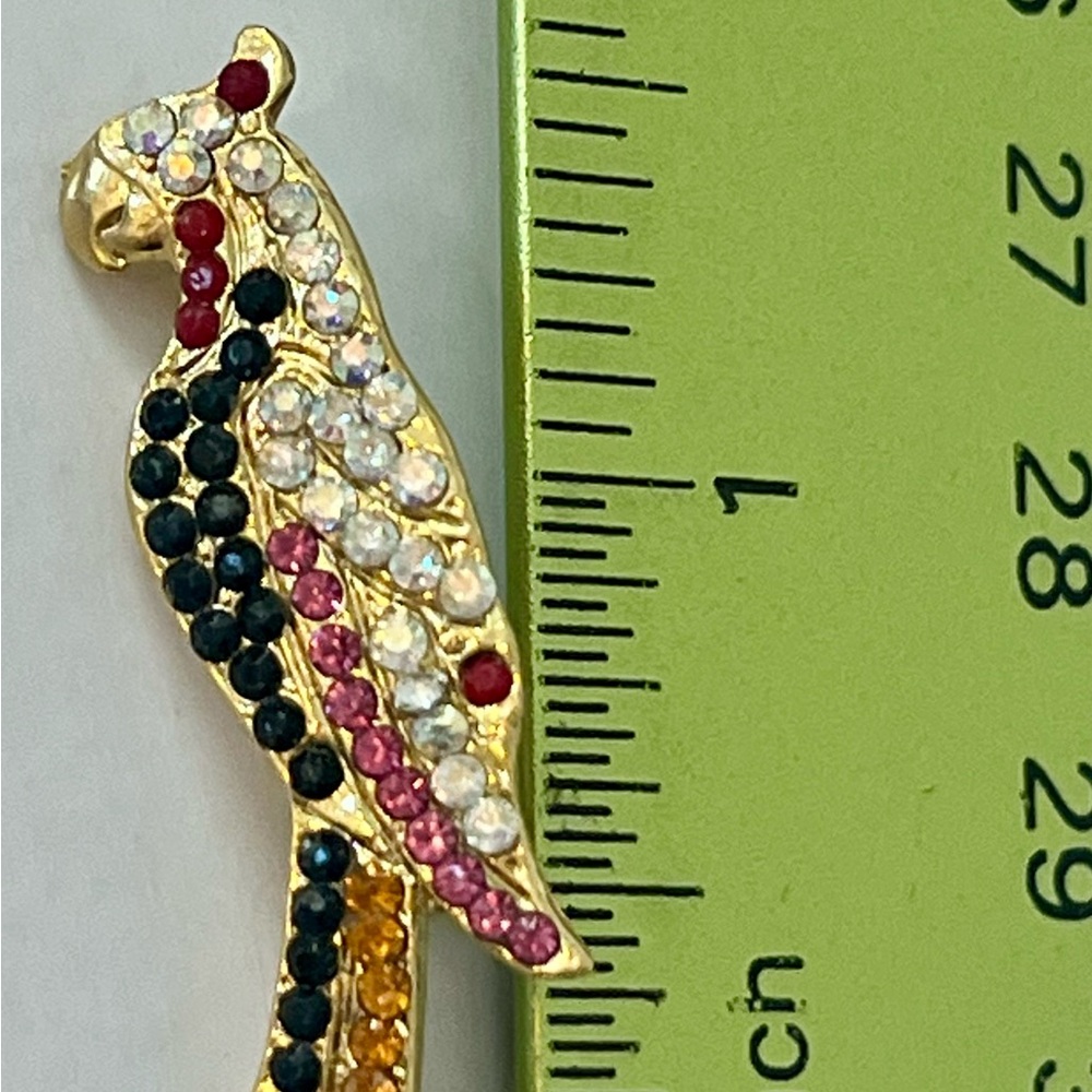Vintage Rhinestone Parrot Brooch - Picture 3 of 6